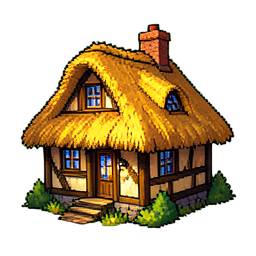 茅草小屋 — 256×256 像素游戏素材