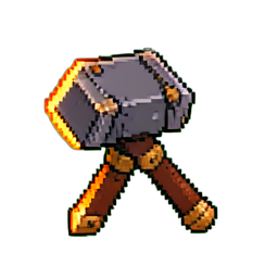 Par de martillos lanzados — sprite pixel art 256×256