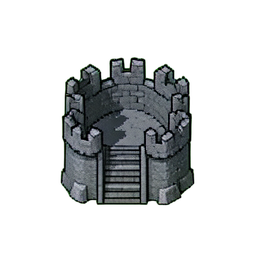 Fliesen-Schloss (16-Bit) — 256×256 Pixel-Art-Sprite