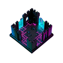 Tile Castle (Cyberpunk) - 256x256 pixel art sprite