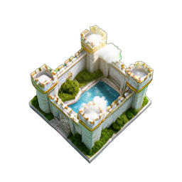 Castillo de Azulejos (HD-2D) — sprite pixel art 256×256