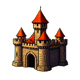 Fliesen-Schloss — 256×256 Pixel-Art-Sprite