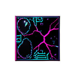 Dungeon de Ladrilhos (Cyberpunk) — sprite pixel art 256×256