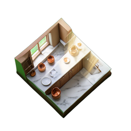 Tile Kitchen (HD-2D) - 256x256 pixel art sprite