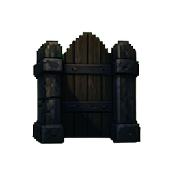 Puerta de portón atrapada — sprite pixel art 256×256
