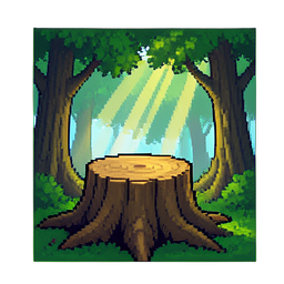 Trono de Árvore Sentado Largo (Cinemático) — sprite pixel art 256×256