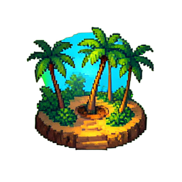 Tropical Island - 256x256 pixel art sprite