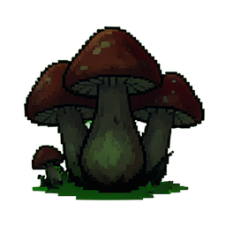 Agrupamento de cogumelos tropical — sprite pixel art 256×256