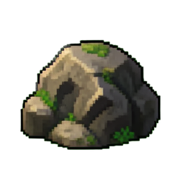 Rocha gigante tropical — sprite pixel art 256×256