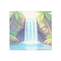 Mini cachoeira tropical — sprite pixel art 256×256