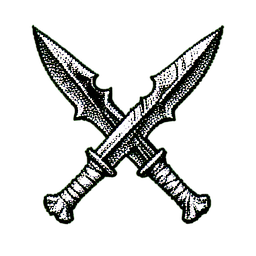 Zweischwerter (1-Bit) — 256×256 Pixel-Art-Sprite
