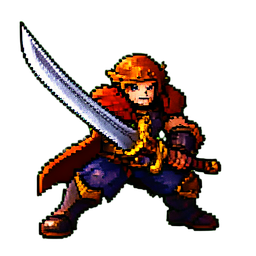 Twin Swordsman — 256×256 pixel art sprite
