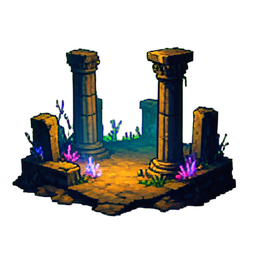 Unterwasserruinen — 256×256 Pixel-Art-Sprite