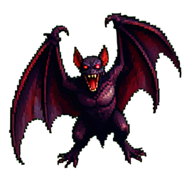 Vampirische Fledermaus — 256×256 Pixel-Art-Sprite