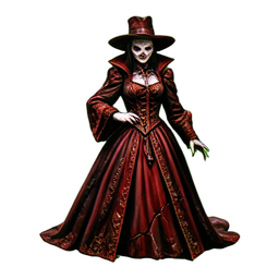 Vampirische Gräfin mit Gewand — 256×256 Pixel-Art-Sprite