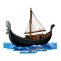 Venezianische Gondelle Schwarz — 256×256 Pixel-Art-Sprite