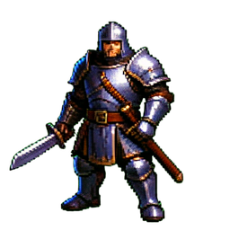 Espadachín veterano — sprite pixel art 256×256