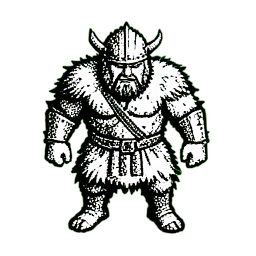 Viking Berserker (1-Bit) — 256×256 pixel art sprite