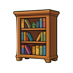 Estantería vintage — sprite pixel art 256×256