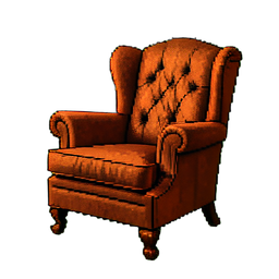 Silla de salón vintage — sprite pixel art 256×256