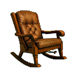 Silla mecedora vintage — sprite pixel art 256×256