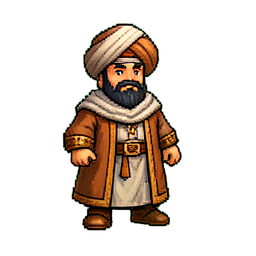 Vizier mit hohem Hut und Gewand — 256×256 Pixel-Art-Sprite