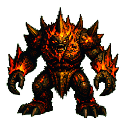 火山キメラ — 256×256 ピクセルアートスプライト