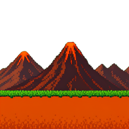 Volcanic Mountain Range — 256×256 pixel art sprite