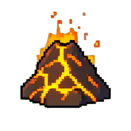 Rocher volcanique avec fissure lumineuse — sprite pixel art 256×256