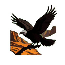 ハゲタカの旋回する枝 — 256×256 ピクセルアートスプライト