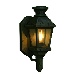 Antorcha montada en la pared — sprite pixel art 256×256