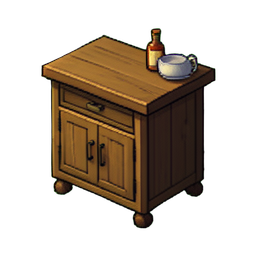 Carrito de bar de nogal — sprite pixel art 256×256