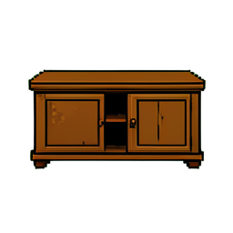 Walnuss-Konsolentisch — 256×256 Pixel-Art-Sprite