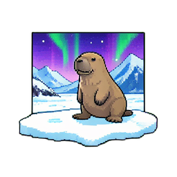 Plateforme de glace de walrus — sprite pixel art 256×256