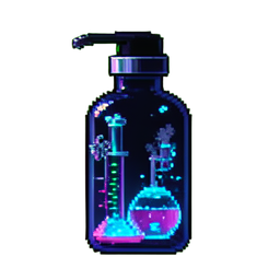 洗剤ボトルを絞る — 256×256 ピクセルアートスプライト