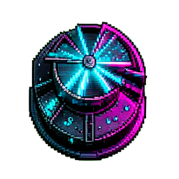 Wassermühle (Cyberpunk) — 256×256 Pixel-Art-Sprite
