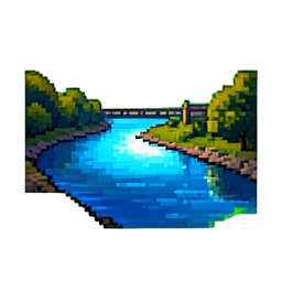 Fleuve d'eau — sprite pixel art 256×256