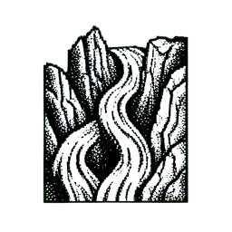 Waterfall (1-Bit) — 256×256 pixel art sprite