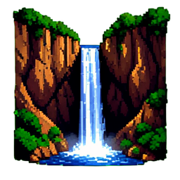 Falaise de la cascade — sprite pixel art 256×256