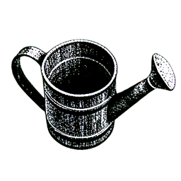 Watering Can (1-Bit) - 256x256 pixel art sprite