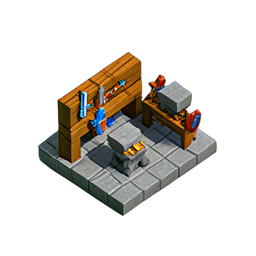 Magasin d'armes (Voxel) — sprite pixel art 256×256