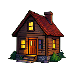 Maison du puits — sprite pixel art 256×256