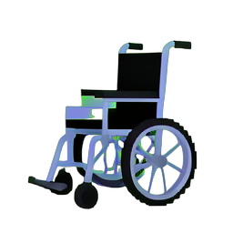 Silla de ruedas — sprite pixel art 256×256