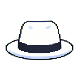 Fedora branca — sprite pixel art 256×256