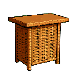 Carrito de bar de mimbre — sprite pixel art 256×256
