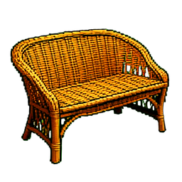 Asiento de banco de mimbre — sprite pixel art 256×256