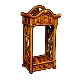 Porte-manteau en rotin — sprite pixel art 256×256