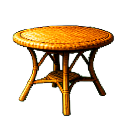 Table en rotin — sprite pixel art 256×256