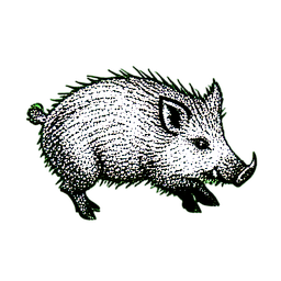 Wild Boar (1-Bit) — 256×256 pixel art sprite