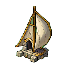 Voile aérien du moulin — sprite pixel art 256×256